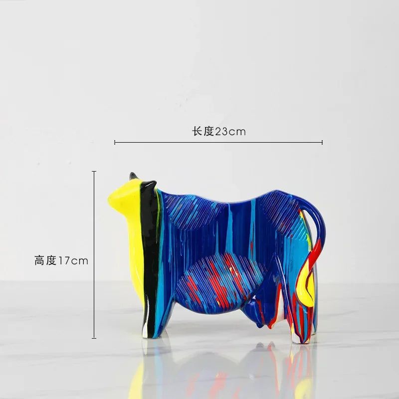 DecorBites™ Animal Resin Statue Collection: Abstract Horse Cow French Bullfighting Dog Sculpture