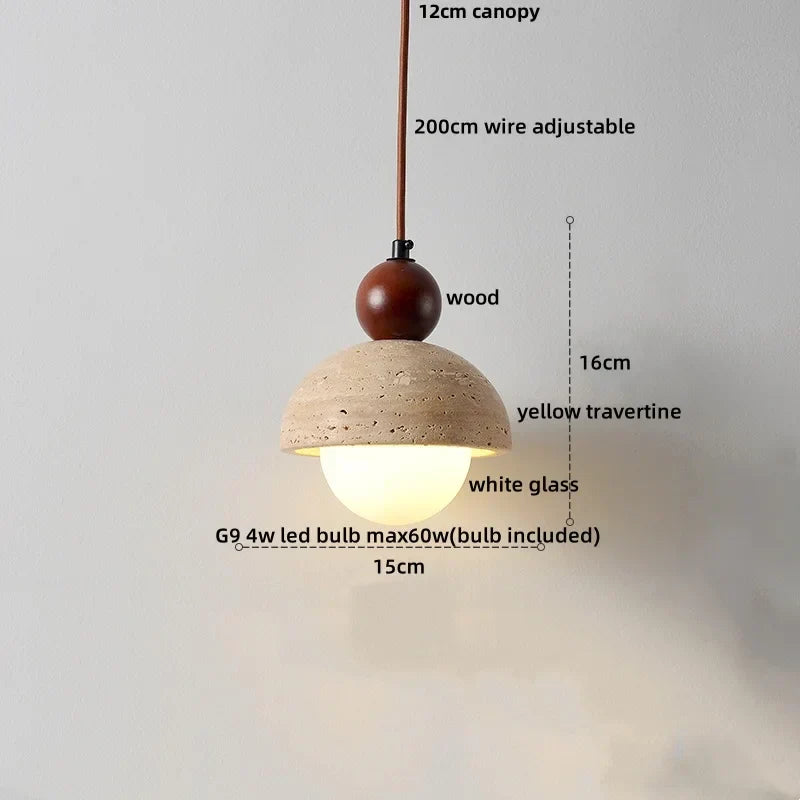 DecorBites™ LED Gourd Pendant Light Aisle Hotel Living Room Fixture Glass Travertine Hang Lamp