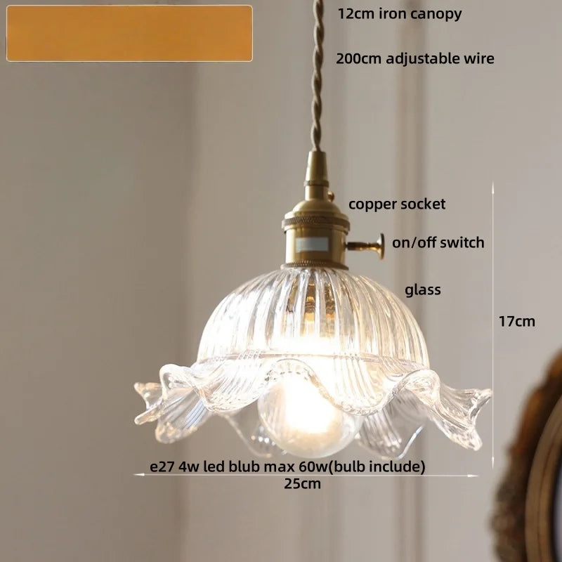 DecorBites™ LED Pendant Light Fixture with Copper Socket & Green Glass, Modern Nordic Lamp