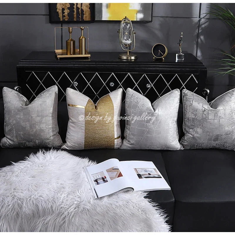 DecorBites™ Frosted Gold Satin Lumbar Pillow Covers - Luxe Sofa Cushion Cases
