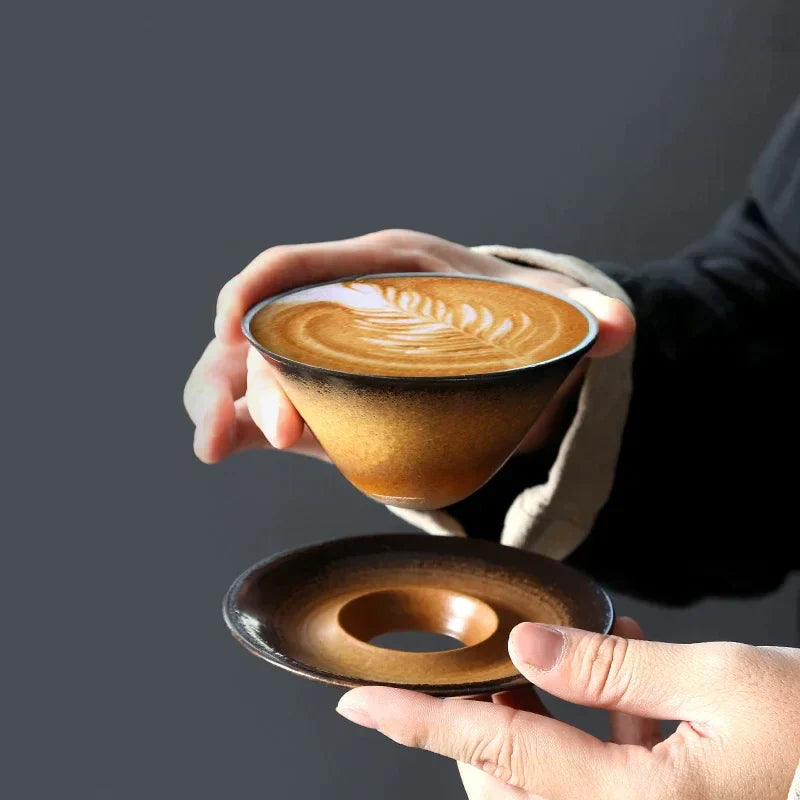 DecorBites™ Ceramic Latte Coffee Cup and Saucer Set for Afternoon Tea and Breakfast