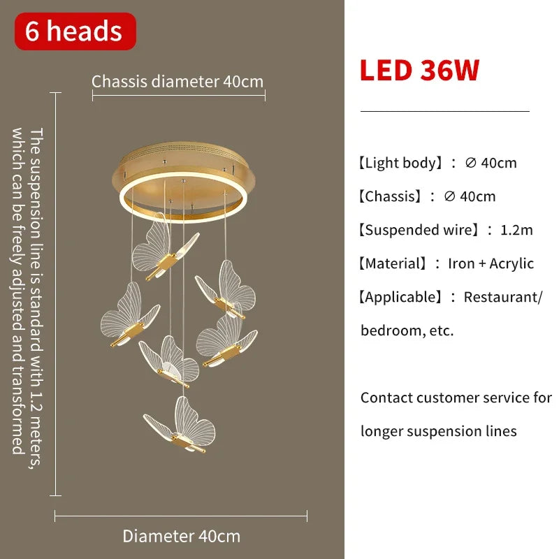 DecorBites™ Butterfly LED Chandelier for Villa Duplex Living Room Decoration