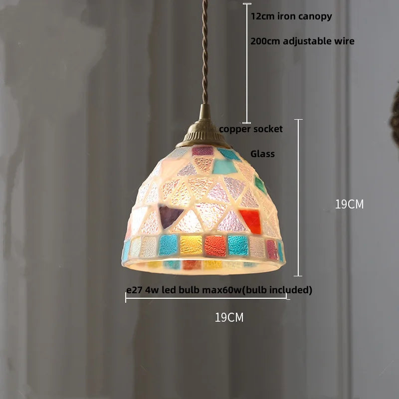 DecorBites™ Conch Glass LED Pendant Light Fixture Tiffany Children Dining Room Hang Lamp