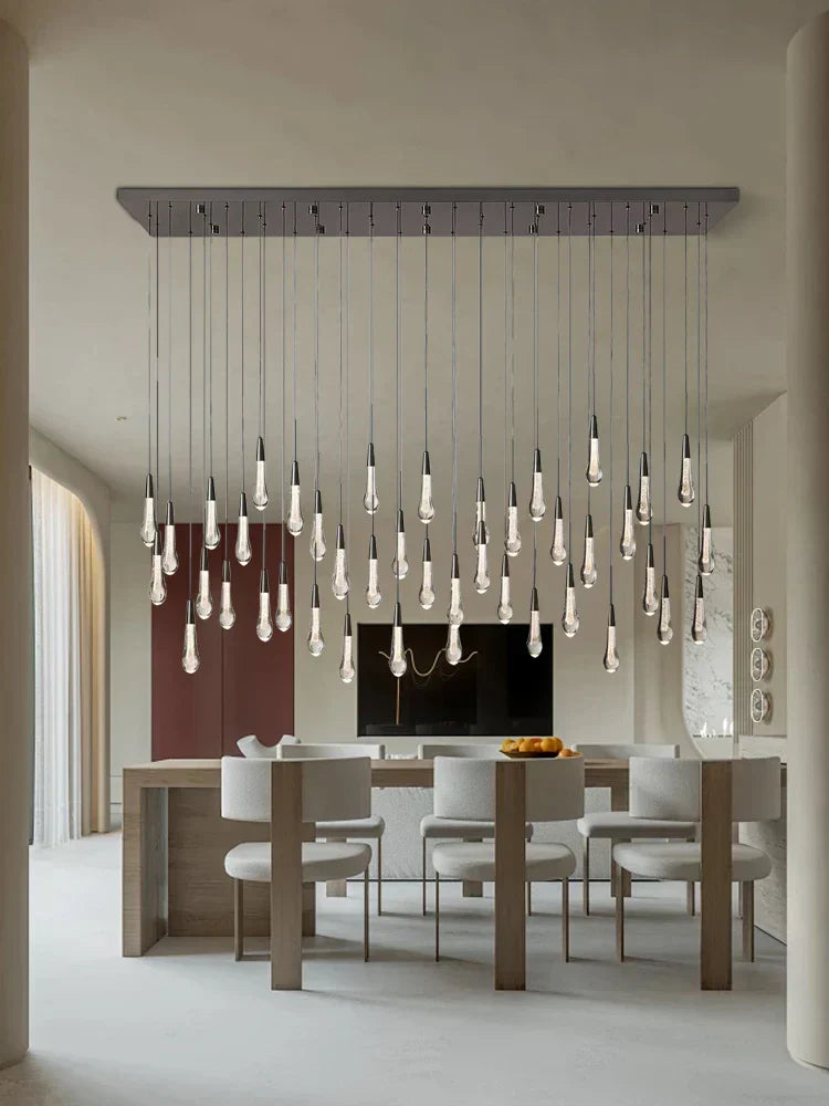 DecorBites™ Crystal Water-drop Chandelier Light Fixture - Luxury Stairwell Decor