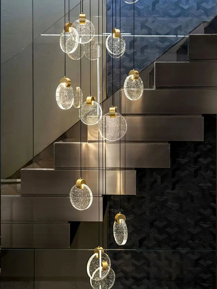 DecorBites™ Crystal Chandelier Pendant Light for Luxury Staircase
