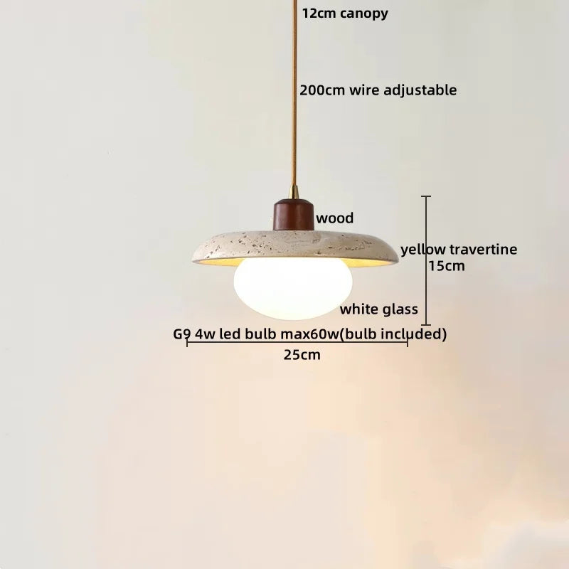 DecorBites™ LED Gourd Pendant Light Aisle Hotel Living Room Fixture Glass Travertine Hang Lamp