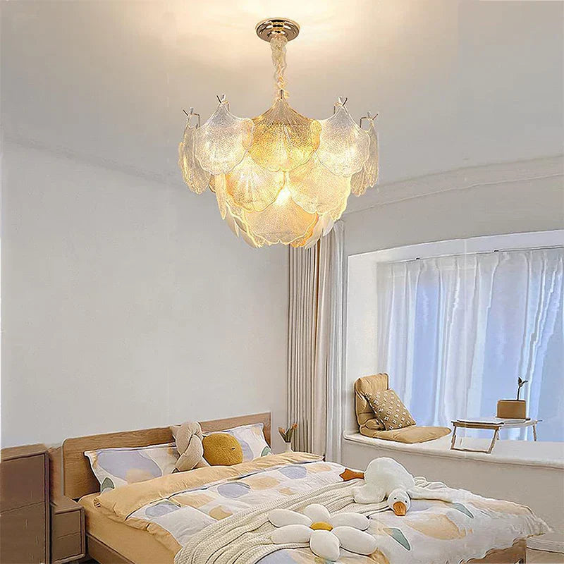 DecorBites™ Glass Shell Ceiling Pendant Light Luxury Bedroom Decor Hanglamp