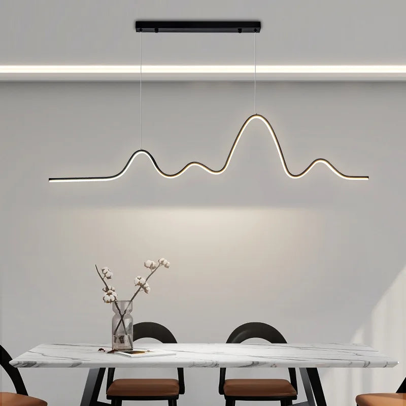 DecorBites™ LED Aluminum Chandelier Modern Wave Line Kitchen Island Pendant Light
