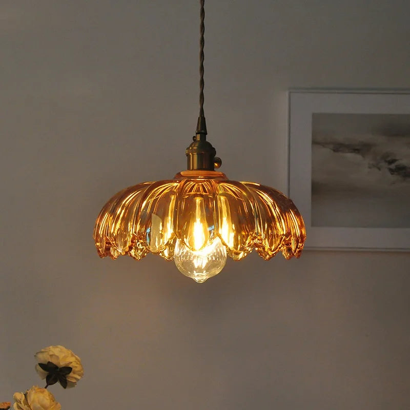 DecorBites™ Amber Glass LED Pendant Lamp 200cm Wire Adjustable Nordic Modern Simple Hanging Lights