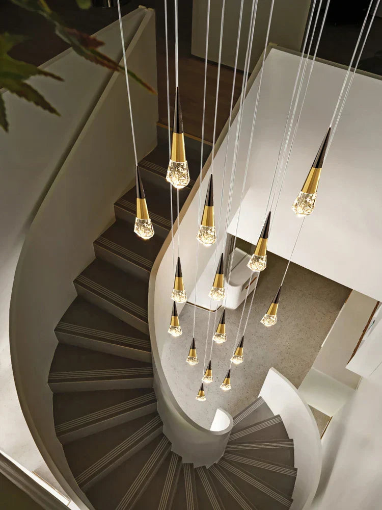 DecorBites™ Crystal Chandelier for Stairwell and Living Room Dimming Lighting