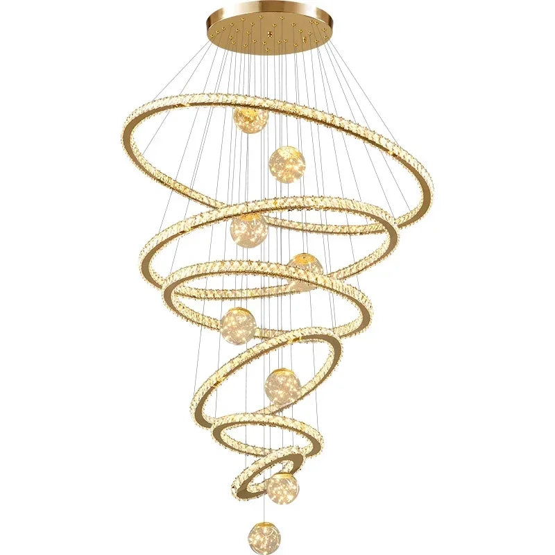 DecorBites™ Crystal LED Chandelier: Modern Living Room Pendant Lights, Glass Globe Hanging Lamp