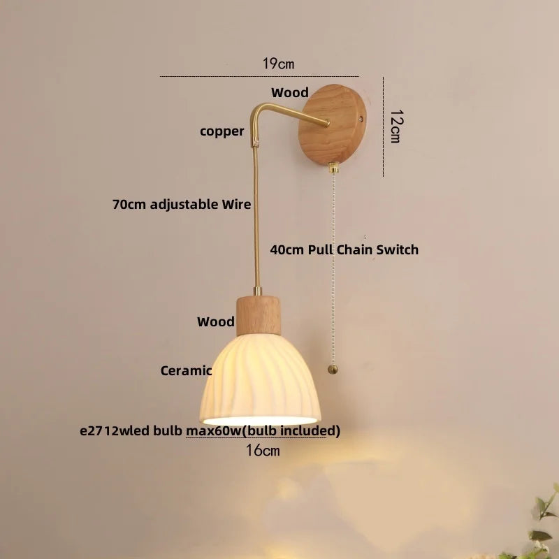 DecorBites™ Adjustable LED Wall Light Fixture with Ceramic Wood Base for Dining Room, Study, Bar