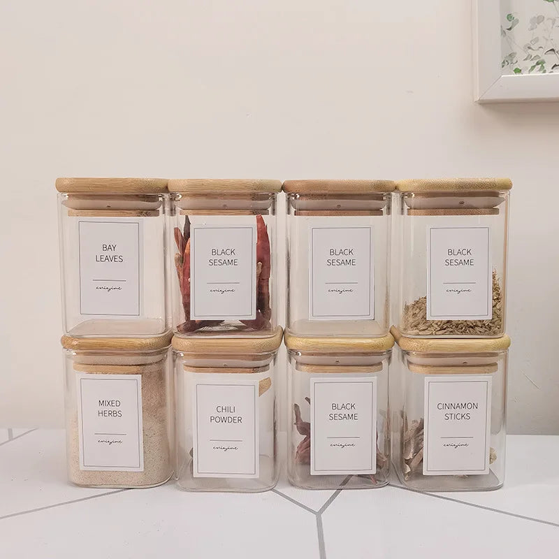 DecorBites™ Glass Jar with Bamboo Lid - Food Storage Container for Tea, Coffee, and More