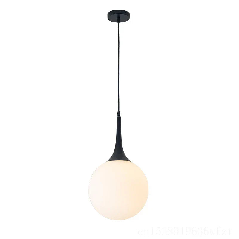 DecorBites™ Glass Ball LED Pendant Lights for Modern Living Room, Black/White Horn Fixtures