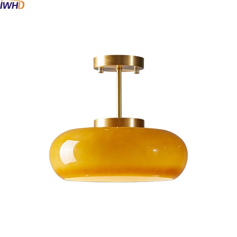 DecorBites™ Glass Copper LED Ceiling Light Fixture for Home Decor Porch Hallway Room