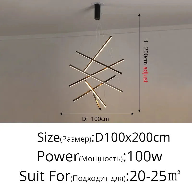 DecorBites™ Aluminum Bar LED Chandelier for Stair Hall Dining Living Room - Indoor Lighting Fixture