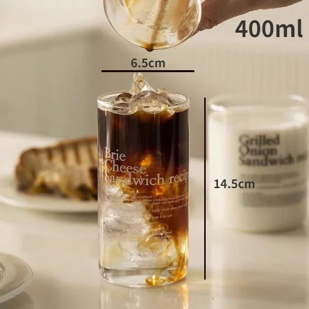 DecorBites™ Korean Style Glass Tumbler Tea Coffee Mug Waterbottle Kitchen Accessorie