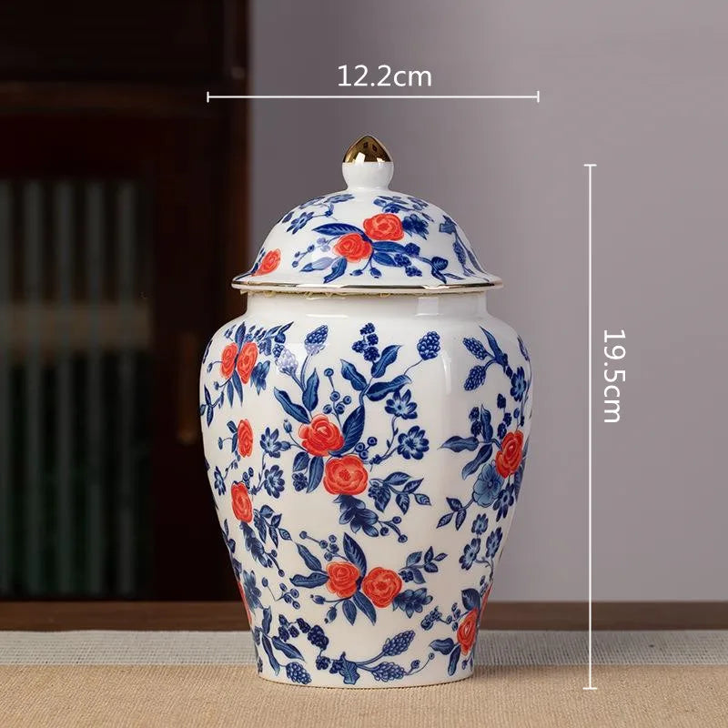 DecorBites™ Blue & White Porcelain Tea Pot Sealed Storage Container