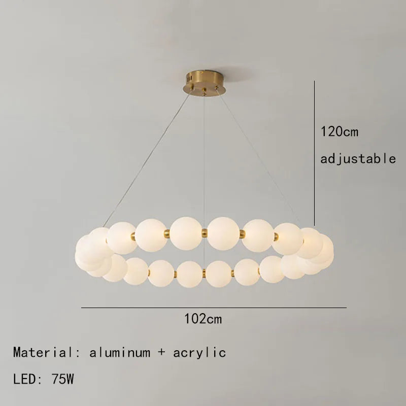 DecorBites™ Brass LED Pendant Light Dimmable Acrylic Ball Luminaire for Bedroom & Living Room