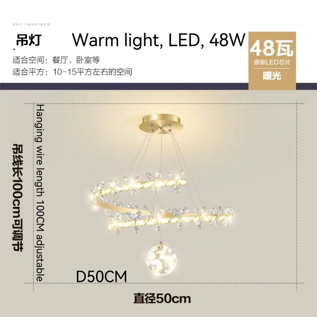 DecorBites™ Crystal Gold Ceiling Chandelier: Luxury Nordic Living Room Lamp