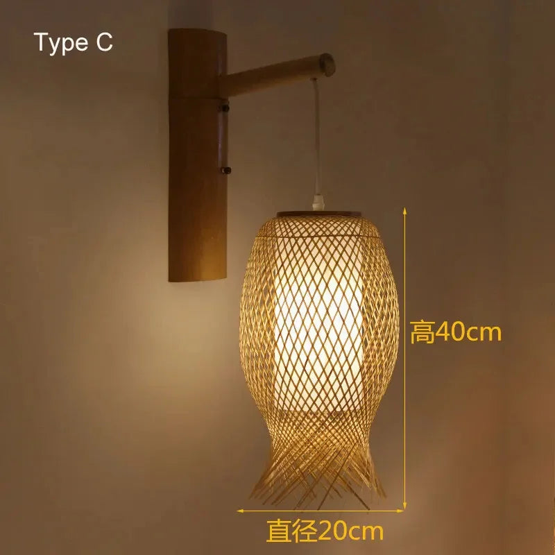 DecorBites™ Bamboo Wall Lights: Retro Hand-woven Luminaire for Bedroom, Corridor, Hotel, Restaurant Decor