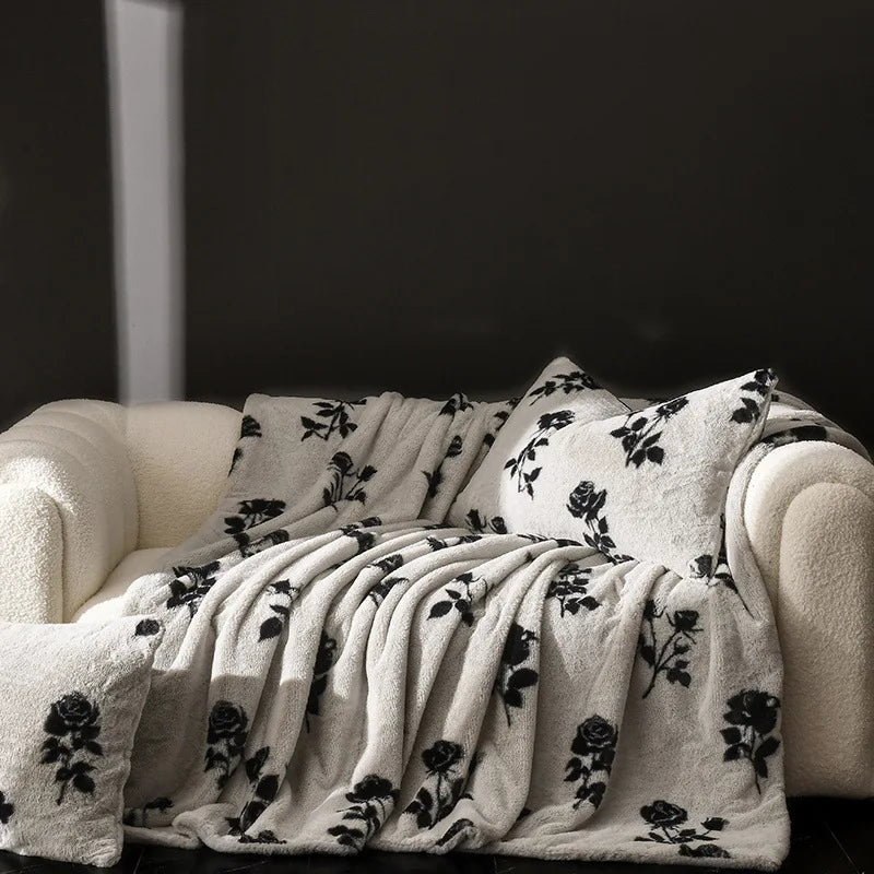 DecorBites™ Cosy Faux Rabbit Plush Blanket in Milk Velvet for Single Sofa Decoration & Napping