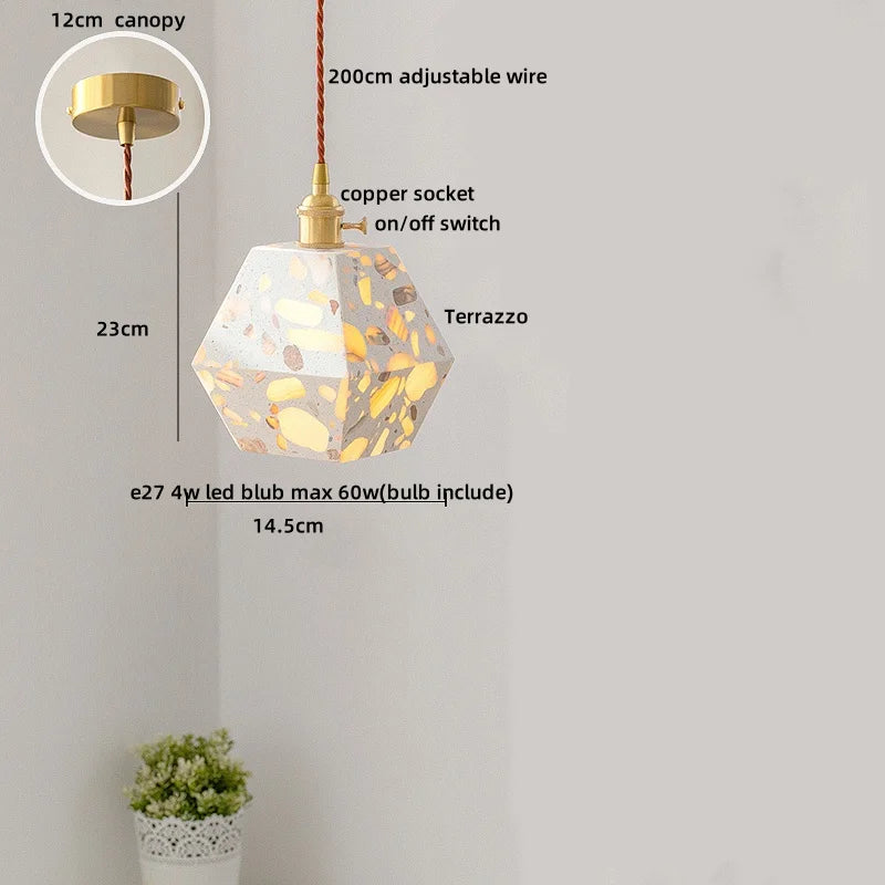 DecorBites™ Black Terrazzo LED Pendant Lamp for Dining Living Room Staircase
