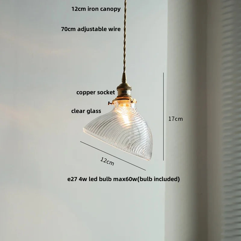 DecorBites™ Copper Canopy LED Pendant Light Fixture Green Glass Hanging Lamp