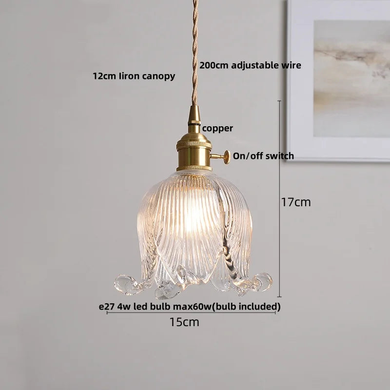 DecorBites™ Clear Glass Copper Pendant Lights Adjustable Modern Wire Nordic Vanity Light