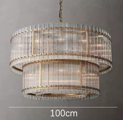 DecorBites™ Gold Double Layer Ring Crystal Pendant Light for Bedroom Dining Living Room