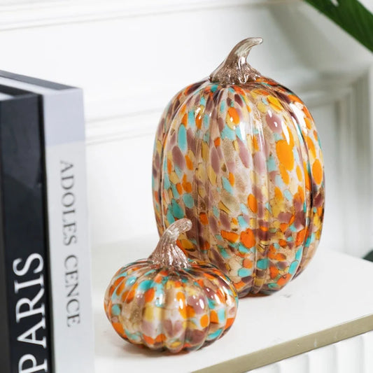 DecorBites™ Colored Transparent Glazed Pumpkin Sculpture for Home Decor