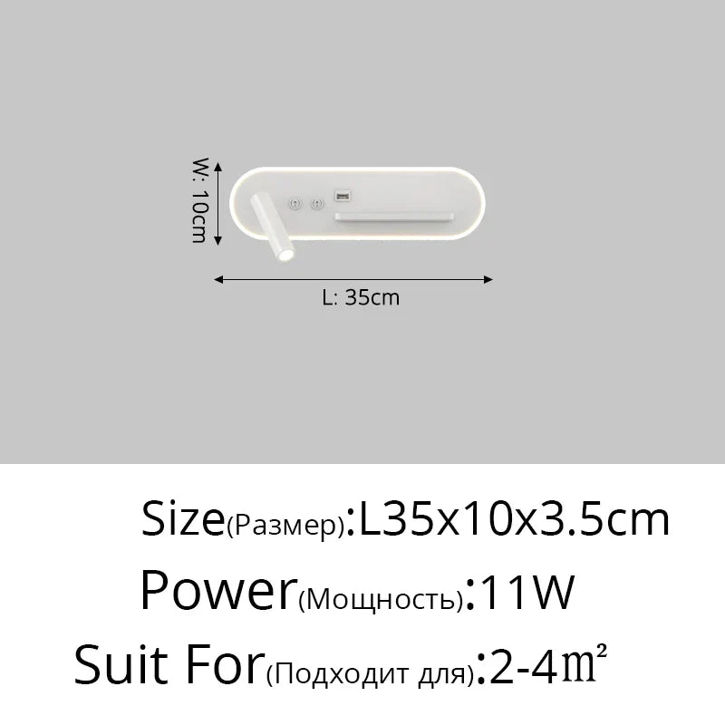 DecorBites™ Bedside Wall Lamps with Switch, USB Port, Wireless Charging for Home Bedroom