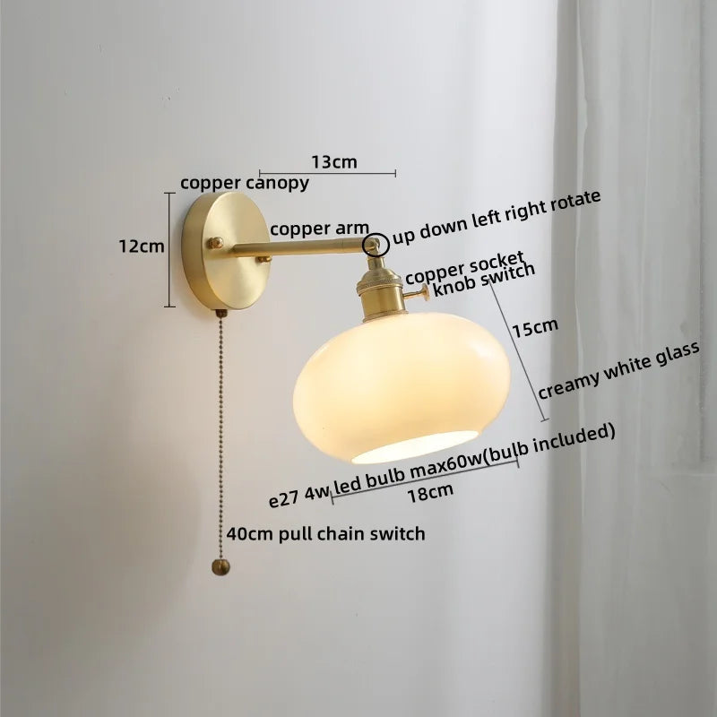 DecorBites™ Ceramic Copper LED Wall Light with Pull Chain Switch for Modern Nordic Home Decor