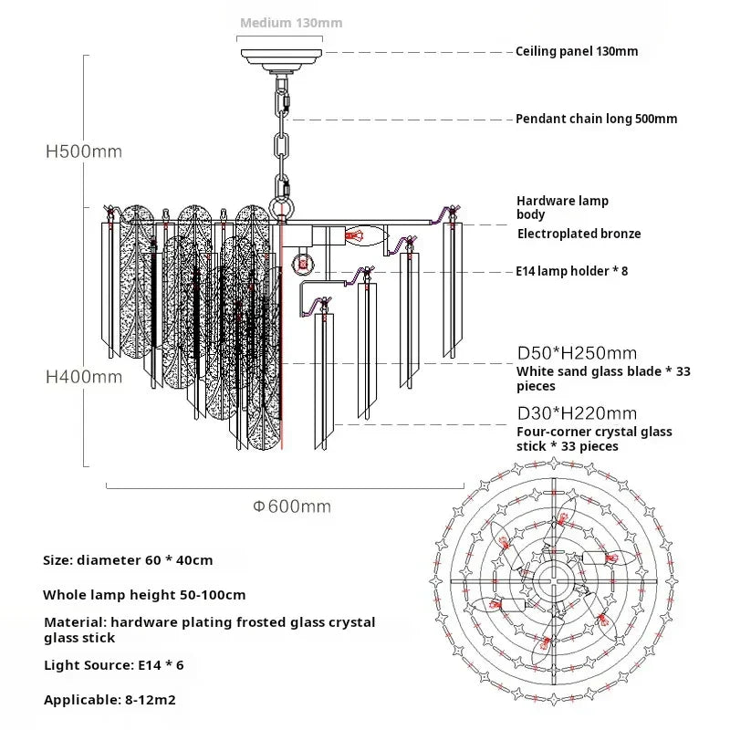 DecorBites™ Crystal Bedroom Pendant Lamp: Designer Luxury Glass Lighting for Living Room