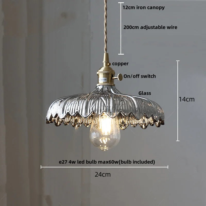 DecorBites™ Glass LED Pendant Lamp with Wood Handle - Modern Nordic Hanging Light