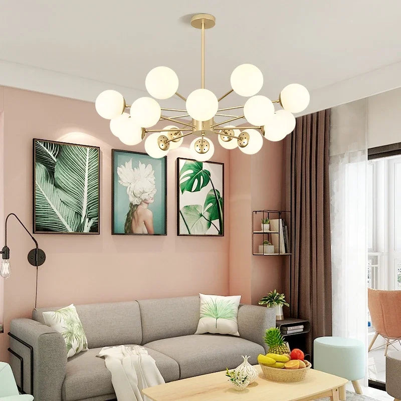 DecorBites™ Glass Ball Pendant Lights Modern Nordic Chandelier LED Living Room Decor