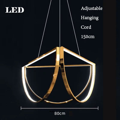 DecorBites™ Black Gold Geometric LED Chandelier - Postmodern Indoor Hanging Lamps for Living Room
