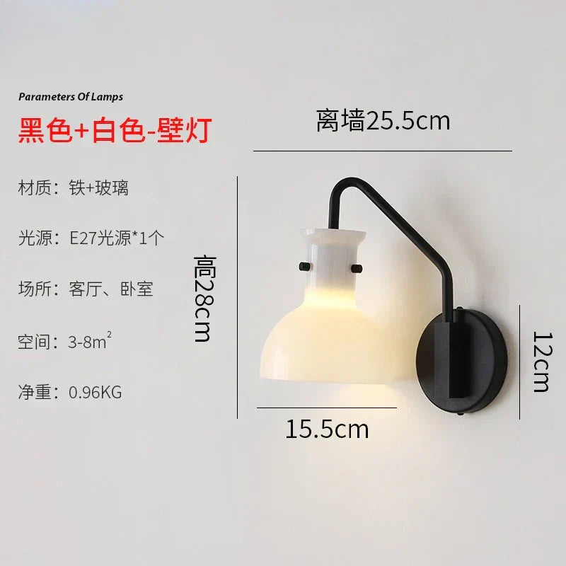 DecorBites™ Bauhaus Glass LED Wall Lamp Iron Art Decor for Bedroom Living Room