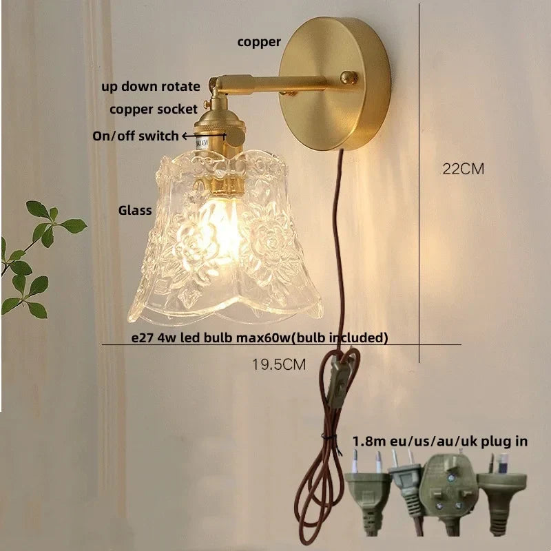 DecorBites™ Brass LED Wall Sconce with Pull Chain Switch, Nordic Design