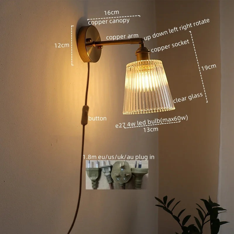DecorBites™ LED Glass Wall Lights Modern Decor for Bedroom Living Room Bar Balcony.