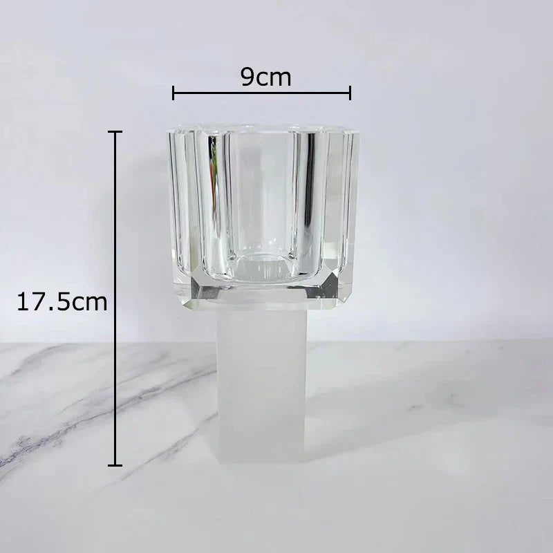 DecorBites™ Geometric Square Glass Vase Artificial Flowers Modern Floral Arrangement