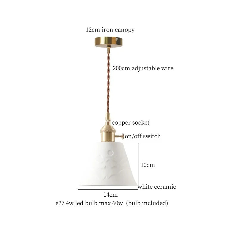 DecorBites™ Ceramic LED Pendant Light: Modern Brass Hanging Lamp for Home Decor