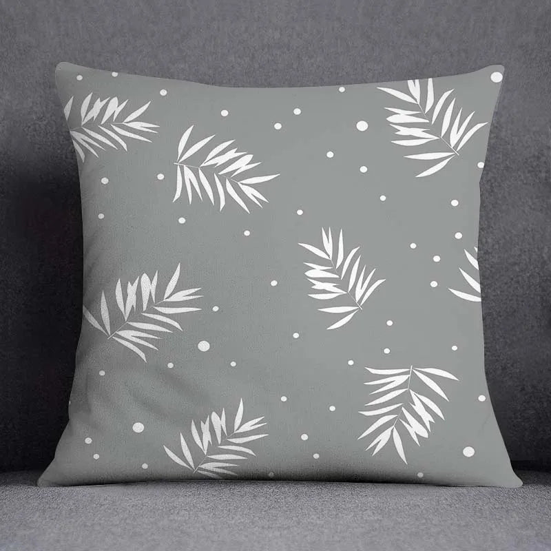 DecorBites™ Geometric Floral Print Lumbar Pillow Case 45X45cm Sofa Cushion Cover