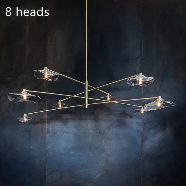 DecorBites™ Lotus Leaf Glass Iron Chandelier for Bedroom Living Room Hall Lighting