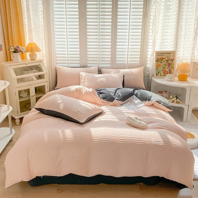 DecorBites™ Bubble Yarn Duvet Cover Set - Soft & Skin-friendly Bedding with Pillowcase