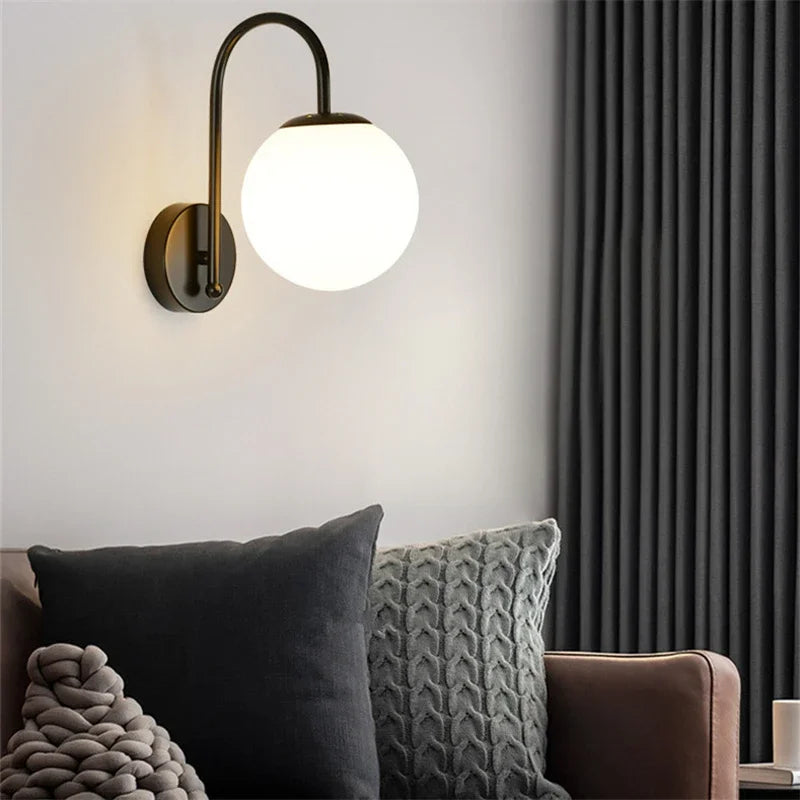 DecorBites™ Glass Ball LED Wall Sconce for Bedroom Living Room, Nordic Style Wall Lighting Fixtures