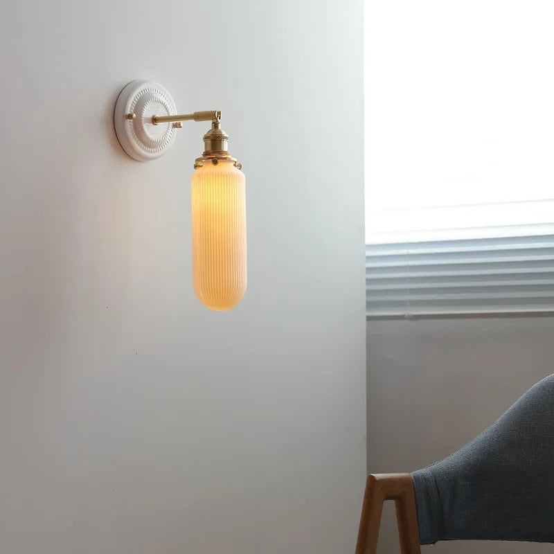 DecorBites™ Ceramic LED Wall Lights Fixture with Copper Arm for Bedroom Living Room