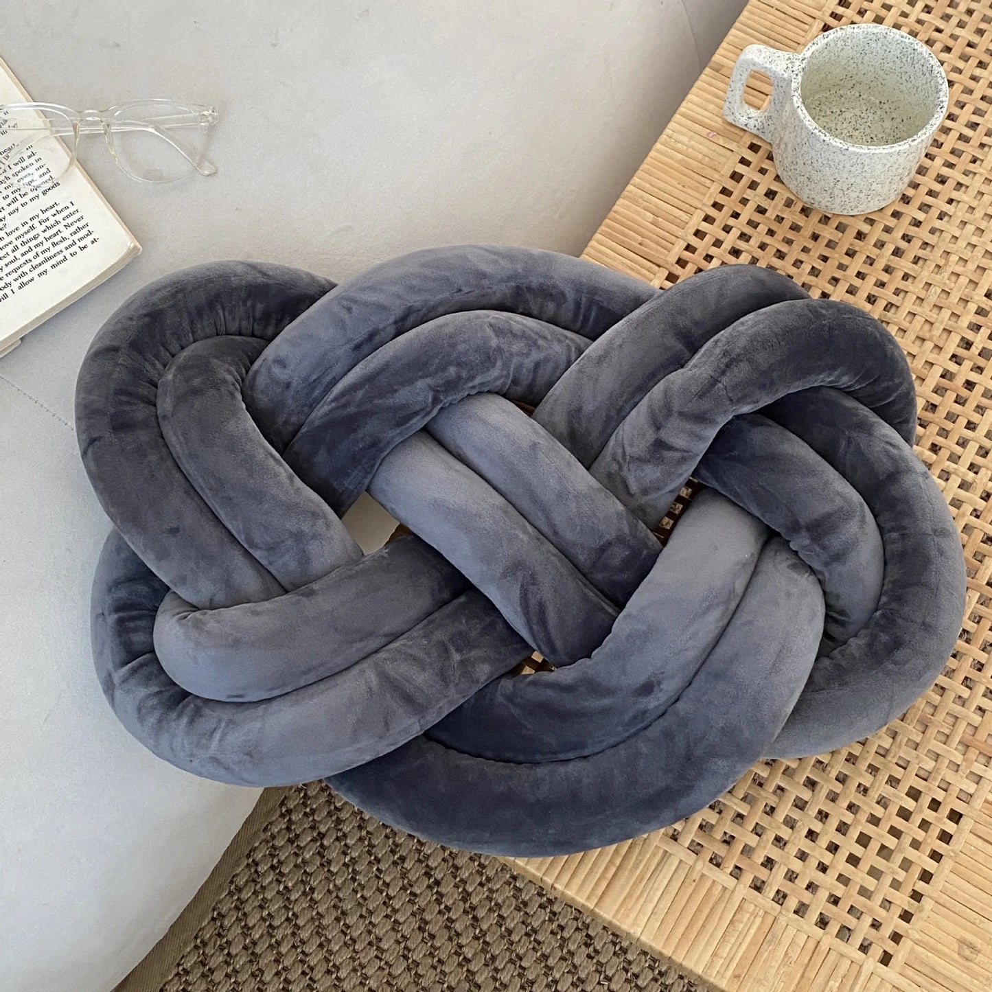 DecorBites™ Handmade Knot Throw Pillow Back Cushions Blue Sofa Car Home Office Decor