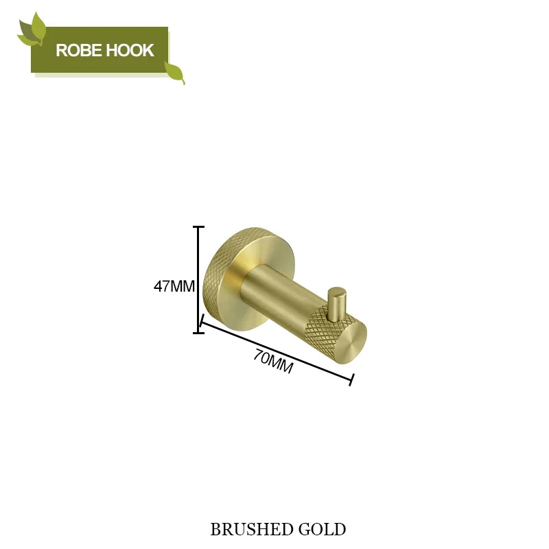 DecorBites™ Bathroom Accessories Set: Rose Gold Chrome Hook, Brushed Gold Towel Rack, Stainless Steel Toilet Paper Holder