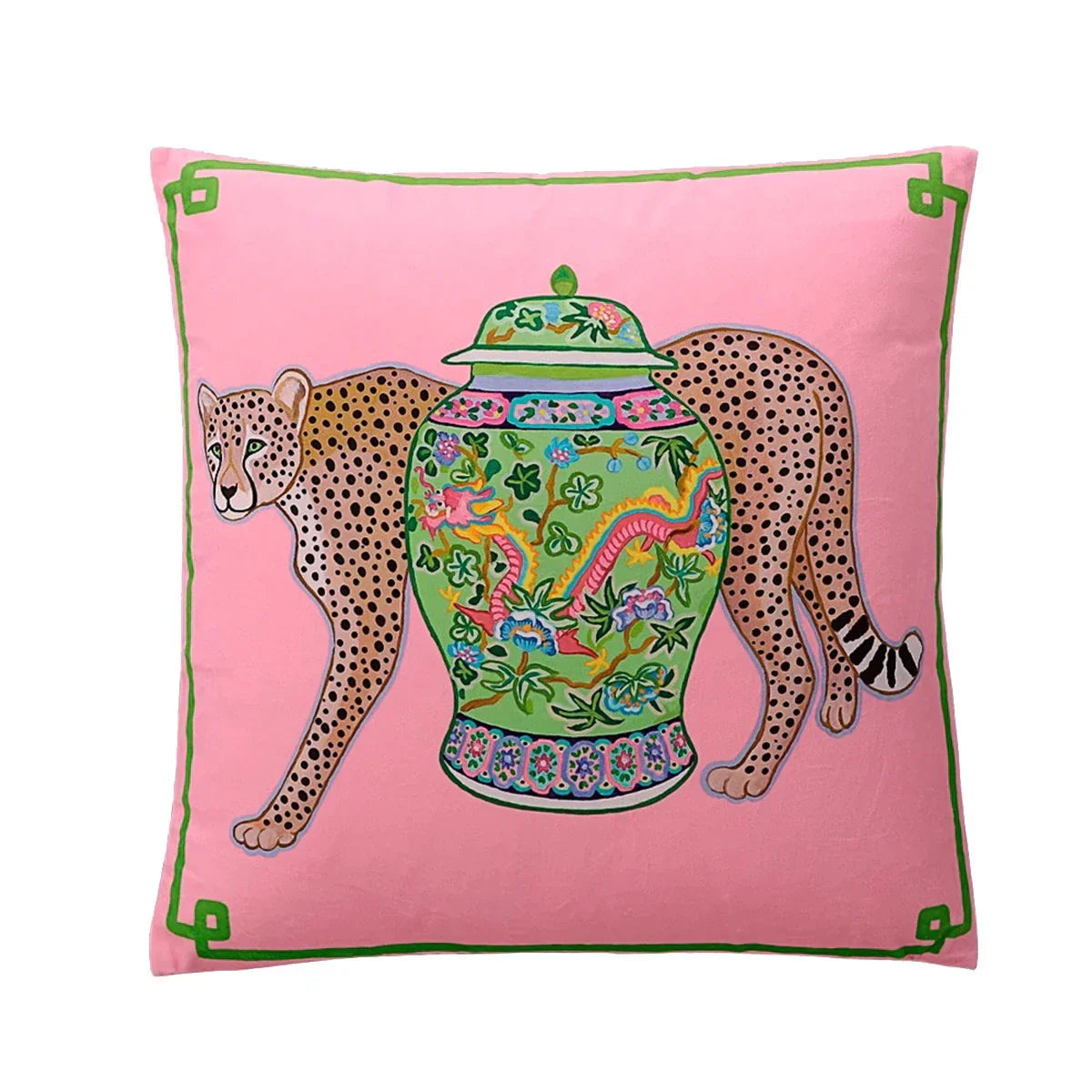 DecorBites™ Blue Lion Dog with Lemon Trees Lumbar Pillow Cover- GG Style Inspire